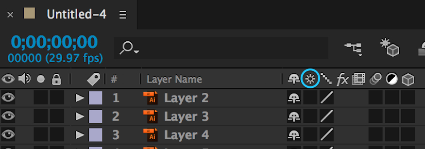 how to turn continuous rasterization on in adobe after effects layers panel