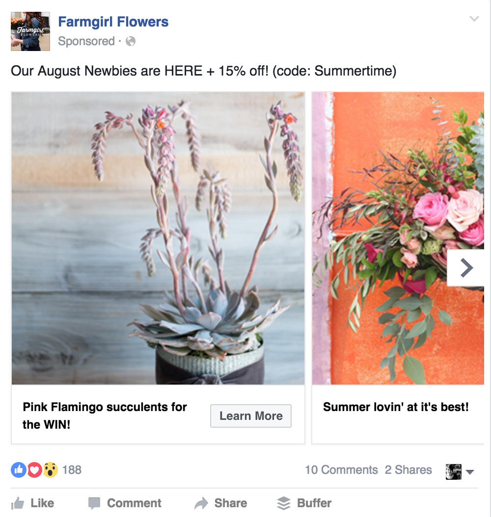 example of advertisement on facebook