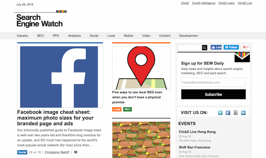 search engine watch homepage