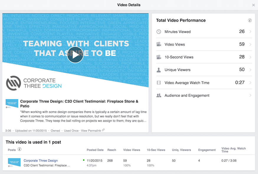 facebook video metrics page insights