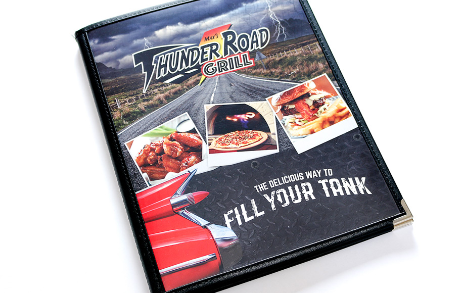 menu design for max's thunder road grill