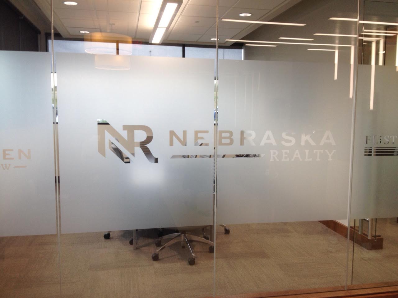 Nebraska Realty's new logo in new corporate office building 