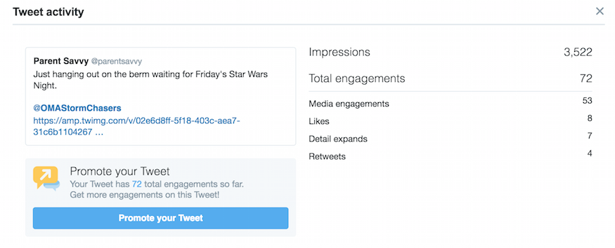 tweet activity dashboard video metrics