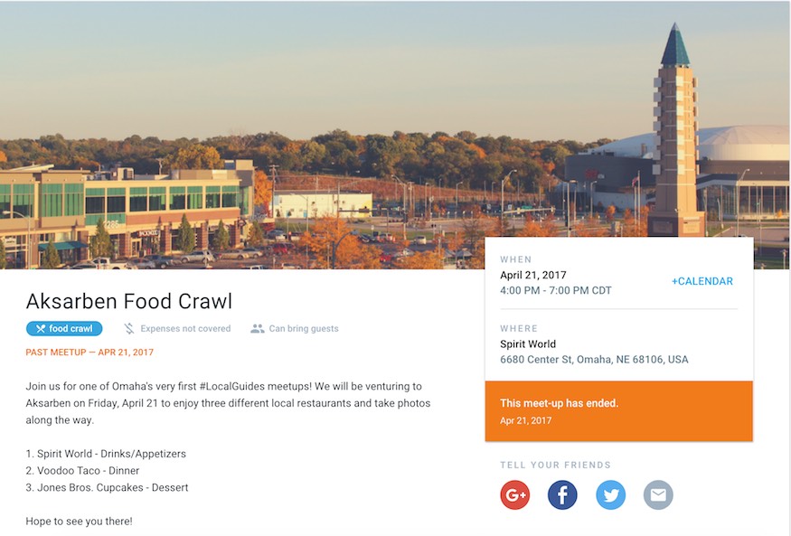 Aksarben Food Crawl meet-up on Google #LocalGuides